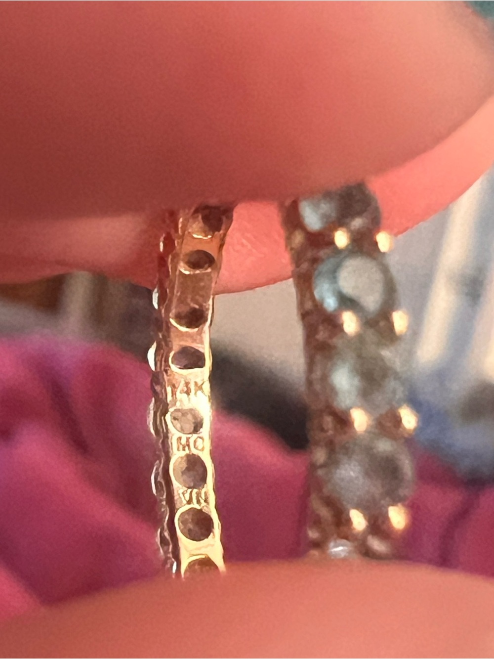 Blue Topaz 14kt gold eternity ring- size 4.5 - Picture 8 of 9